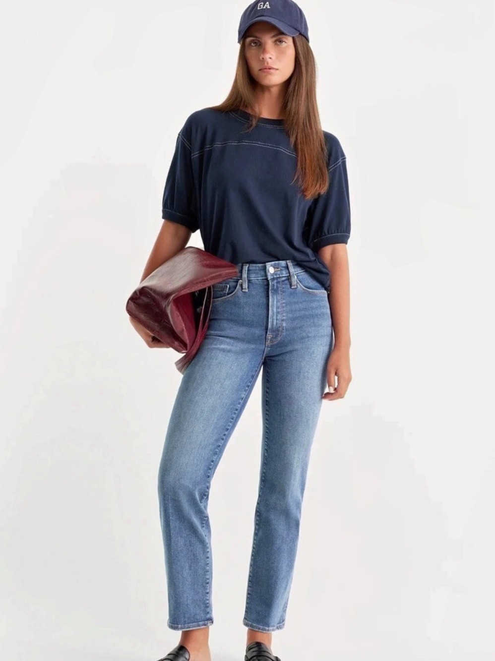 Good American Good Legs Straight Leg Jeans Blue Waist 12